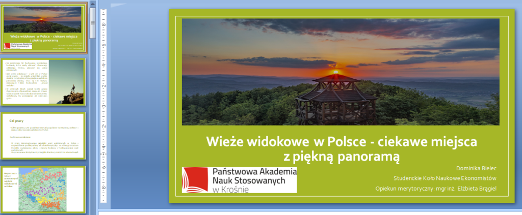 Slajdy z prezentacji Wieże widokowe w Polsce – ciekawe miejsca z piękną panoramą – Dominika Bielec.