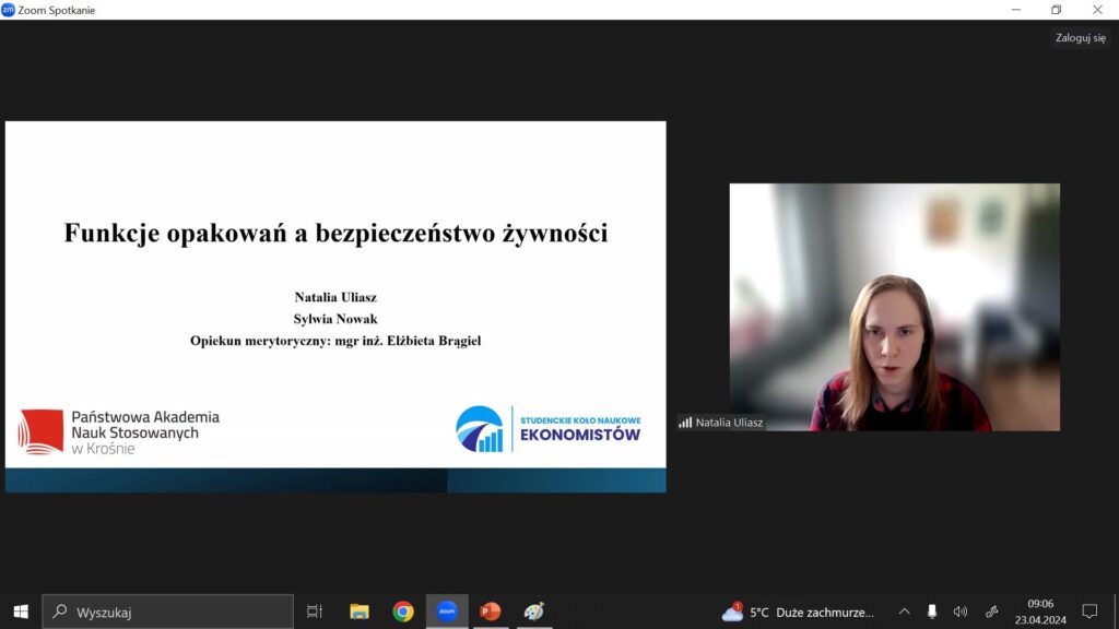 Natalia Uliasz referuje prezentację-slajd tytułowy