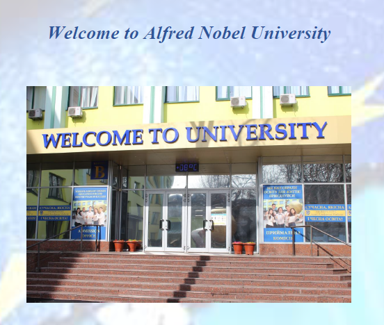 plakat ze zdjęciem frontu uniwersytetu w Dnieprze